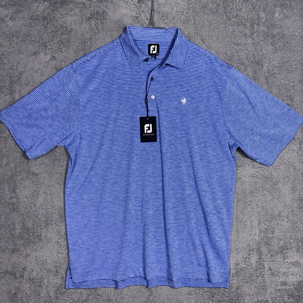FootJoy Polo Shirt XL Moisture Wicking Golf ProDry Anitmicrobial Striped Blue